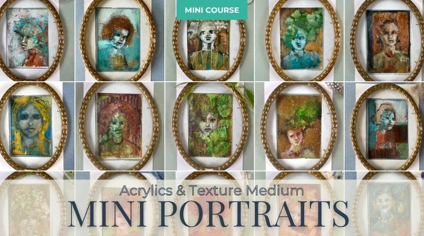 Mini Class: TEXTURIERTE MINI-PORTRAITS IN ACRYLICS