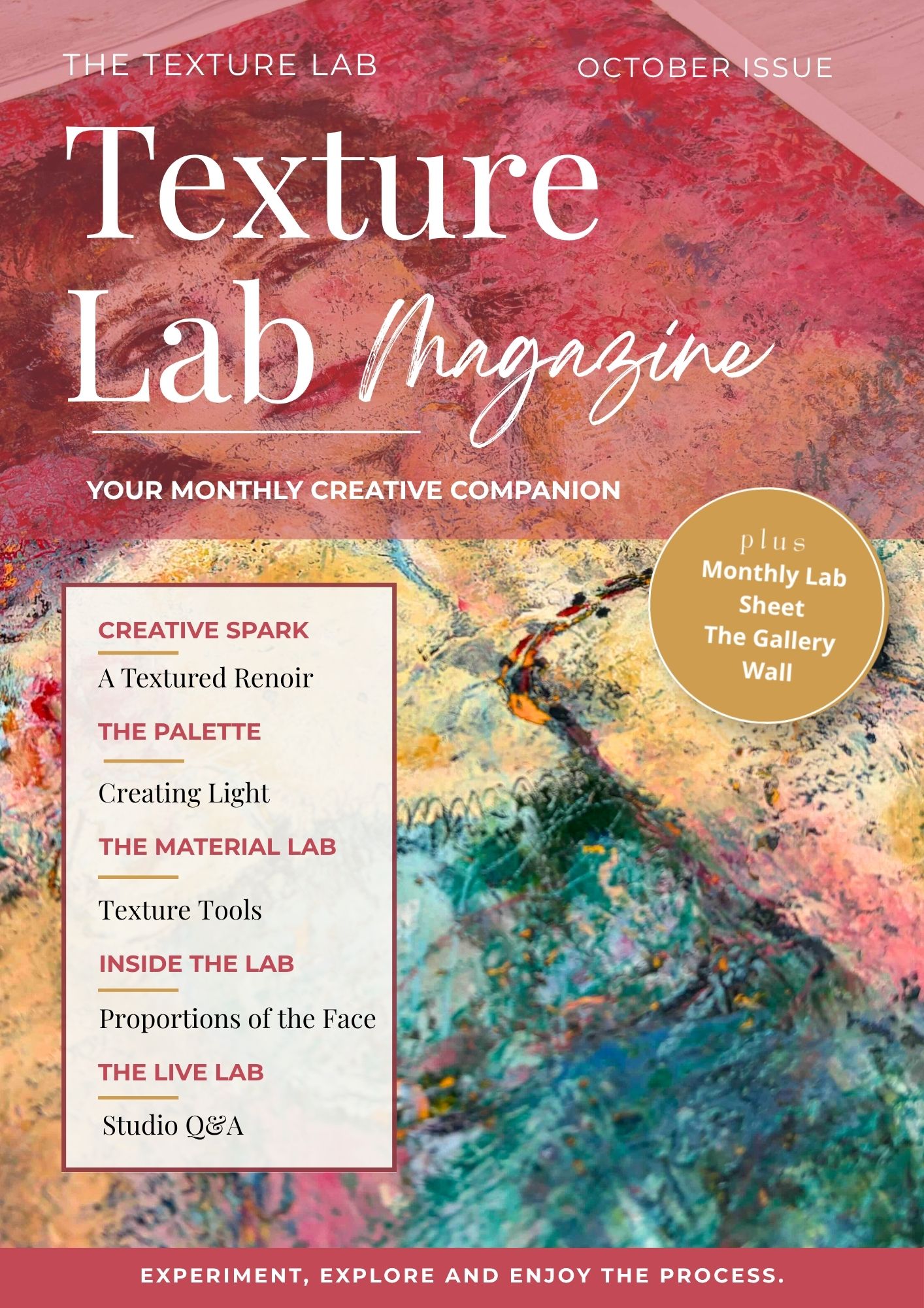 October Texture Lab Magazine cover, featuring Marina's textured Renoir portrait